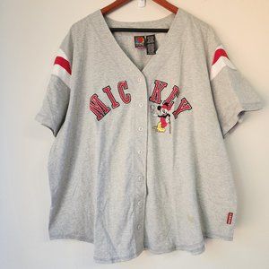 Mickey Unlimited, Women'sBaseball Shirt, Mikey Print embroidered, 26W/28W,Casual